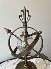 Vintage Brass Crystal Glass Armillary Globe Sphere Decorative