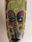 Tiki Mask Tribal Aboriginal Art Decor Dot Wood Bali Colorful 20  X 7  Wall Decor