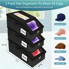 3 Pack Stackable Hat Organizer Boxes For 36 Caps Two Visible Windows Dirt-free