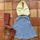 Vintage 1970s Houndstooth Mid Length Skirt