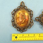 Vintage Romantic Couple Cameo Ornate Wall Plaques Gold Filigree Set Of 2 Oval