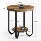 Round End Table With Storage Shelf  2-tier Industrial  Coffee Side Stand Table