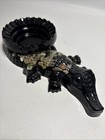Vintage Mcm 9 Inch Lucite Abalone Alligator Ashtray Mid Century Modern