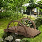 3 3ft Wooden Garden Bridge Arc Footbridge Walkway With Half Wheeled Railings