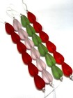 Sale 4 Strand Lot Cultured Sea Glass Teardrop Beads Green Red Pink Orange 16mm