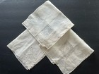 A  Vintage 3 Creamy White Hankies Monogram A Madeira Style Hand Embroidered Nos