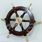 Solid Brass Handle 18  Wooden Helm Ship Wheel Boat Steering Vintage Antique Gift