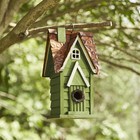 12  H Green Hanging Distressed Solid Wood Garden Bird House Decoratvie Birdhouse