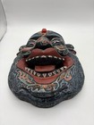 13  Old Chinese Wood Lacquerware Painting Maitreya Buddha Head Mask Wall Hanging