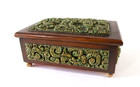 Vintage Zarebski Mexico Crushed Malachite Box Wooden Mayan Aztec Trinket Case