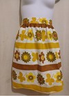 Vintage 1950 s Half Apron Waist Tie With 2 Pocket Mustard Flower Power Print