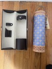 Vintage Brown Leather Wine Bottle Carrier Holder Travel Case Combo Of 2