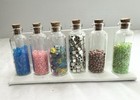 10oz Of Assorted Beads In Glass Jars- Glass  Gemstone  Metal  Clay   More Lot  6