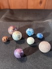 Eight Colorful Antique Pre Civil War Salt Glazed Clay Marbles 3 8  To 3 4  A959