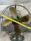 Vintage Antique Ge General Electric Brass Blade Oscillating Electric Fan Runs