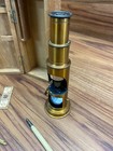 Vtg Antique Brass Field Pocket Microscope W wooden Case Made In France One Slide