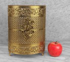 Vintage Hollywood Regency Gold Rococo Floral Trash Can Waste Basket