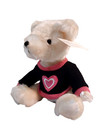 Dan Dee Beige Teddy Bear Plush With Black Pink Heart Sweater Stuffed Animal 10 