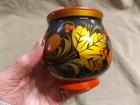 Vintage Folk Art Hand Turned painted Treen Wood Cup Eastern European Souvenir