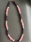 Worn Necklace Vtg Faux Garnet And Faux Rose Quartz Look Real