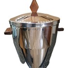 Vintage Mcm Irvinware Ice Bucket Stainless Steel Party Wood Handles  Barware