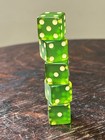 Vintage Mid Century Apple Green   Red Translucent Poker Dice Set- 1 2 Inch