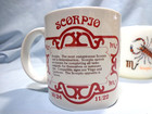 Vintage Mid Century Zodiac Astrology Mug Cup Scorpio  1 Ceramic  1 Milk Glass