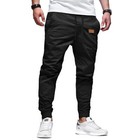 Mens Cotton Drawstring Chino Cargo Pants Hiking Twill Track Jogger Sweatpants