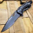 8  Black Spring Open Assisted Tactical Police Folding Blade Pocket Knife New