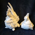 Vtg Fancy White Ceramic Chicken Rooster   Hen Patterned Glazed Hand Made 1969