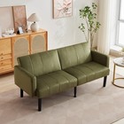 75 5  3-seater Sleeper Soft Linen Sofa Bed Convertible Futon Sofa Couch Lounge