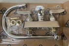 T s Brass B-1146-ws 6  Swivel Gooseneck 4  Center Workboard Wall Mount Faucet