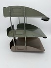 Vintage Steel Paper Tray 1950s 60s 3 Tiered Office Document In-box Out-box Desk