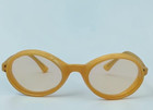 Vintage French Oval Eyeglasses Mustard Yellow Acetate Frame Retro 70s France