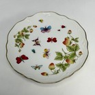 Vintage Lenwile Ardalt 7  Pedestal Cake Plate Strawberry Butterfly Garden 6173