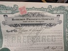 Robeson Preservo Company Antique Stock Certificate Port Huron Michigan Mi 