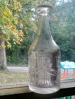 1860s Bellflower Double Vine Pontiled Decanter With Flared Square Ring Lip