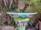 Bird Bath  Mexican Ceramic Pottery Talavera Birdbath Folk Art Garden Patio Decor