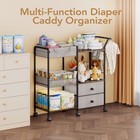 Bblike Diaper Caddy Organizer With Hanging Rack - 3 Tier Rolling Baby Storage   