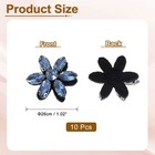 10pcs Handmade Flower Beaded Patches  Glass Crystal Appliques  Blue