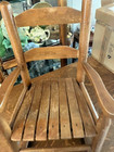 Vintage Slatted Wood Child Size Rocking Chair 