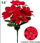 3 Pack Artificial Poinsettia Bushes     9 8  Faux Red Poinsettia Bouquets With 7 H