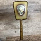 Vintage Gold Tone Handheld Vanity Mirror Ornate Lady Portrait Antique Style