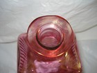 Vintage Pink Cranberry Enamel Glass Liquor Decanter L-9618 Ribbed Stopper 10   