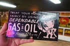 Dependable Gas   Oil We Have Them Porcelain Sign Police Cop Service Garage Ford