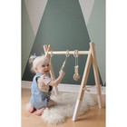 Kids Deluxe Wooden Baby Gym With 4 Toys  Montessori Activity Gym Frame  no Mat 