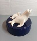 Ceramic Mom And Baby Seal Figurine