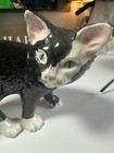 Black And White Ceramic Cat Figurine  Kitty  Kitten  Cute Cat Figure