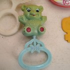 Vintage Baby Rattle Crib Toy Duck Bear Fisher Price Wooden Teething Ring 60s 70s