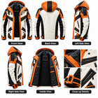 Mens Black White Orange Leather Motorcycle Jacket Hooded Biker Racing Style Coat